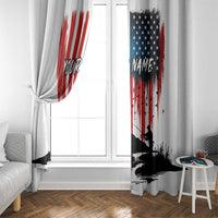 Custom Flag American Fishing Window Curtain Fish Silhouette in Grunge Patriotic - Wonder Print Shop