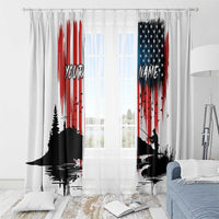 Custom Flag American Fishing Window Curtain Fish Silhouette in Grunge Patriotic - Wonder Print Shop