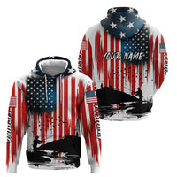 Custom Flag American Fishing Zip Hoodie Fish Silhouette in Grunge Patriotic - Wonder Print Shop