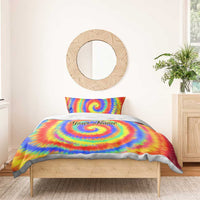 Colorful Tie Dye Spiral Goft Bedding Set Custom Name in Retro Psychedelic Style Design - Wonder Print Shop