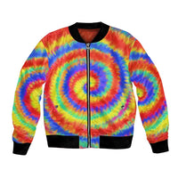 Colorful Tie Dye Spiral Goft Bomber Jacket Custom Name in Retro Psychedelic Style Design - Wonder Print Shop