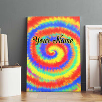 Colorful Tie Dye Spiral Goft Canvas Wall Art Custom Name in Retro Psychedelic Style Design - Wonder Print Shop
