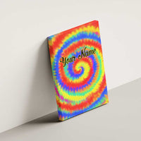 Colorful Tie Dye Spiral Goft Canvas Wall Art Custom Name in Retro Psychedelic Style Design - Wonder Print Shop