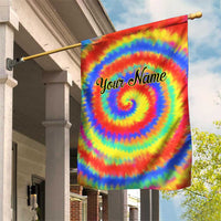 Colorful Tie Dye Spiral Goft Garden Flag Custom Name in Retro Psychedelic Style Design - Wonder Print Shop