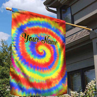 Colorful Tie Dye Spiral Goft Garden Flag Custom Name in Retro Psychedelic Style Design - Wonder Print Shop