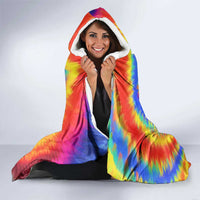 Colorful Tie Dye Spiral Goft Hooded Blanket Custom Name in Retro Psychedelic Style Design - Wonder Print Shop