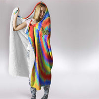 Colorful Tie Dye Spiral Goft Hooded Blanket Custom Name in Retro Psychedelic Style Design - Wonder Print Shop