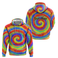 Colorful Tie Dye Spiral Goft Hoodie Custom Name in Retro Psychedelic Style Design - Wonder Print Shop