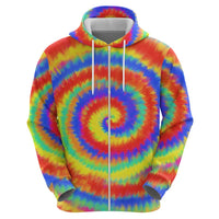Colorful Tie Dye Spiral Goft Hoodie Custom Name in Retro Psychedelic Style Design - Wonder Print Shop