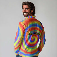 Colorful Tie Dye Spiral Goft Long Sleeve Polo Shirt Custom Name in Retro Psychedelic Style Design - Wonder Print Shop