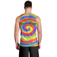 Colorful Tie Dye Spiral Goft Men Tank Top Custom Name in Retro Psychedelic Style Design - Wonder Print Shop