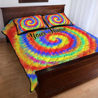 Colorful Tie Dye Spiral Goft Quilt Bed Set Custom Name in Retro Psychedelic Style Design - Wonder Print Shop