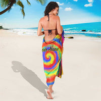 Colorful Tie Dye Spiral Goft Sarong Custom Name in Retro Psychedelic Style Design - Wonder Print Shop