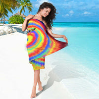 Colorful Tie Dye Spiral Goft Sarong Custom Name in Retro Psychedelic Style Design - Wonder Print Shop