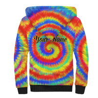 Colorful Tie Dye Spiral Goft Sherpa Hoodie Custom Name in Retro Psychedelic Style Design - Wonder Print Shop