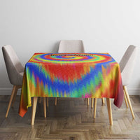 Colorful Tie Dye Spiral Goft Tablecloth Custom Name in Retro Psychedelic Style Design - Wonder Print Shop