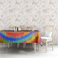 Colorful Tie Dye Spiral Goft Tablecloth Custom Name in Retro Psychedelic Style Design - Wonder Print Shop