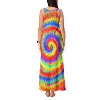 Colorful Tie Dye Spiral Goft Tank Maxi Dress Custom Name in Retro Psychedelic Style Design - Wonder Print Shop