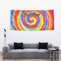 Colorful Tie Dye Spiral Goft Tapestry Custom Name in Retro Psychedelic Style Design - Wonder Print Shop