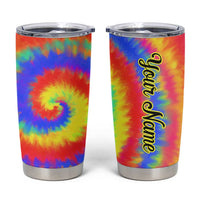 Colorful Tie Dye Spiral Goft Tumbler Cup Custom Name in Retro Psychedelic Style Design - Wonder Print Shop