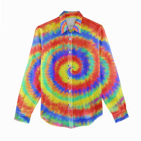 Colorful Tie Dye Spiral Goft Women Casual Shirt Custom Name in Retro Psychedelic Style Design - Wonder Print Shop