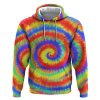 Colorful Tie Dye Spiral Goft Zip Hoodie Custom Name in Retro Psychedelic Style Design - Wonder Print Shop