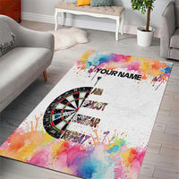 Custom Name Darts Area Rug Funny Dartboards Colorful Paint Aim Shoot Swear Repeat - Wonder Print Shop