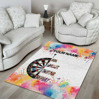 Custom Name Darts Area Rug Funny Dartboards Colorful Paint Aim Shoot Swear Repeat - Wonder Print Shop