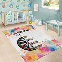 Custom Name Darts Area Rug Funny Dartboards Colorful Paint Aim Shoot Swear Repeat - Wonder Print Shop