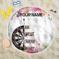 Custom Name Darts Beach Blanket Funny Dartboards Colorful Paint Aim Shoot Swear Repeat - Wonder Print Shop