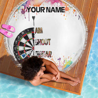 Custom Name Darts Beach Blanket Funny Dartboards Colorful Paint Aim Shoot Swear Repeat - Wonder Print Shop