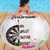 Custom Name Darts Beach Blanket Funny Dartboards Colorful Paint Aim Shoot Swear Repeat - Wonder Print Shop