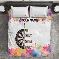 Custom Name Darts Bedding Set Funny Dartboards Colorful Paint Aim Shoot Swear Repeat - Wonder Print Shop