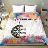 Custom Name Darts Bedding Set Funny Dartboards Colorful Paint Aim Shoot Swear Repeat - Wonder Print Shop