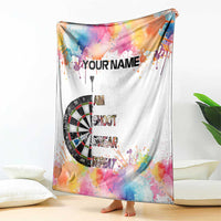 Custom Name Darts Blanket Funny Dartboards Colorful Paint Aim Shoot Swear Repeat - Wonder Print Shop