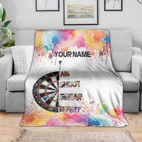 Custom Name Darts Blanket Funny Dartboards Colorful Paint Aim Shoot Swear Repeat - Wonder Print Shop