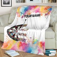 Custom Name Darts Blanket Funny Dartboards Colorful Paint Aim Shoot Swear Repeat - Wonder Print Shop