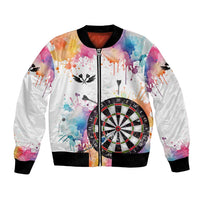 Custom Name Darts Bomber Jacket Funny Dartboards Colorful Paint Aim Shoot Swear Repeat - Wonder Print Shop