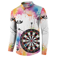 Custom Name Darts Button Sweatshirt Funny Dartboards Colorful Paint Aim Shoot Swear Repeat - Wonder Print Shop