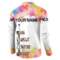 Custom Name Darts Button Sweatshirt Funny Dartboards Colorful Paint Aim Shoot Swear Repeat - Wonder Print Shop