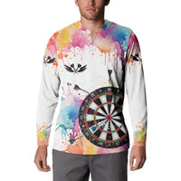 Custom Name Darts Button Sweatshirt Funny Dartboards Colorful Paint Aim Shoot Swear Repeat - Wonder Print Shop