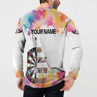 Custom Name Darts Button Sweatshirt Funny Dartboards Colorful Paint Aim Shoot Swear Repeat - Wonder Print Shop