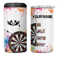 Custom Name Darts 4 in 1 Can Cooler Tumbler Funny Dartboards Colorful Paint Aim Shoot Swear Repeat - Wonder Print Shop