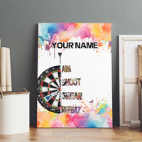 Custom Name Darts Canvas Wall Art Funny Dartboards Colorful Paint Aim Shoot Swear Repeat - Wonder Print Shop