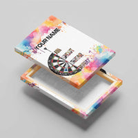 Custom Name Darts Canvas Wall Art Funny Dartboards Colorful Paint Aim Shoot Swear Repeat - Wonder Print Shop