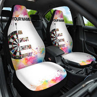 Custom Name Darts Car Seat Cover Funny Dartboards Colorful Paint Aim Shoot Swear Repeat - Wonder Print Shop