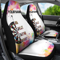 Custom Name Darts Car Seat Cover Funny Dartboards Colorful Paint Aim Shoot Swear Repeat - Wonder Print Shop