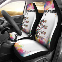 Custom Name Darts Car Seat Cover Funny Dartboards Colorful Paint Aim Shoot Swear Repeat - Wonder Print Shop