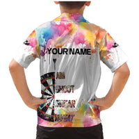 Custom Name Darts Family Matching Mermaid Dress and Hawaiian Shirt Funny Dartboards Colorful Paint Aim Shoot Swear Repeat - Wonder Print Shop