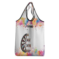 Custom Name Darts Grocery Bag Funny Dartboards Colorful Paint Aim Shoot Swear Repeat - Wonder Print Shop